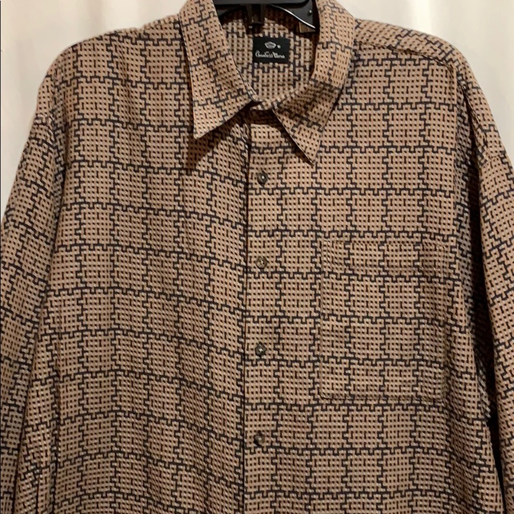 COUNTESS MARA DRESS SHIRT BRN/BLK SZ XL COTTON
